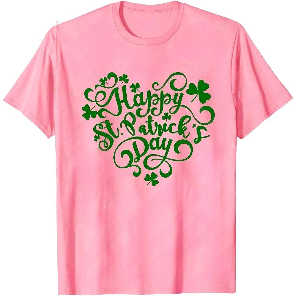 2026 New Happy St Patricks Day Shirt Saint Patricks Day Love Heart TShirt Summer Casual Soft and Comfortable Tee Tops