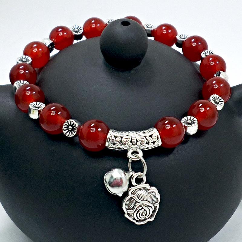 Red Agate Crystal Beaded Bracelet for Women - Handcrafted Couple Jewelry