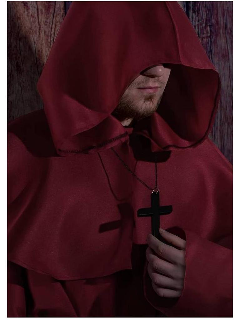 Średniowieczna szata mnicha i czarodzieja do cosplayu - kostium księdza i ponurego żniwiarza na Halloween