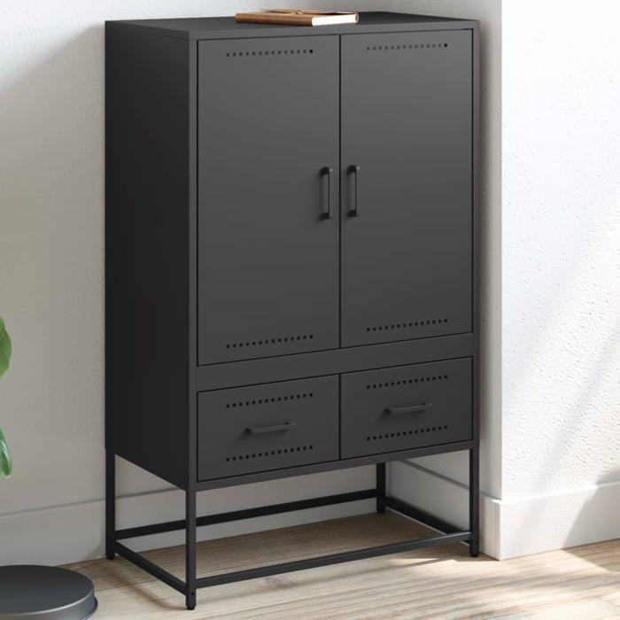 VidaXL Buffet Haut, Armoire avec Tiroirs, Placard avec Porte, Meuble de Rangement, Organisateur de Salle de Séjour, Noir 846608