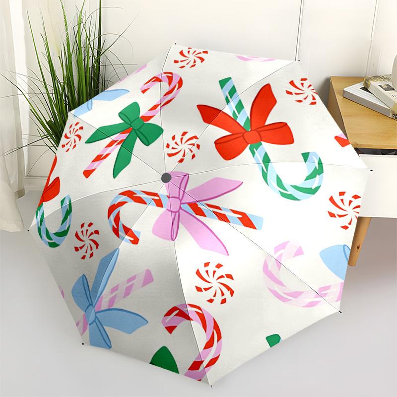 

1pc Candy Canes Automatic Folding Umbrella - 8-Rib Automatic Open/Close, Portable Collapsible Compact Umbrella yy251218068