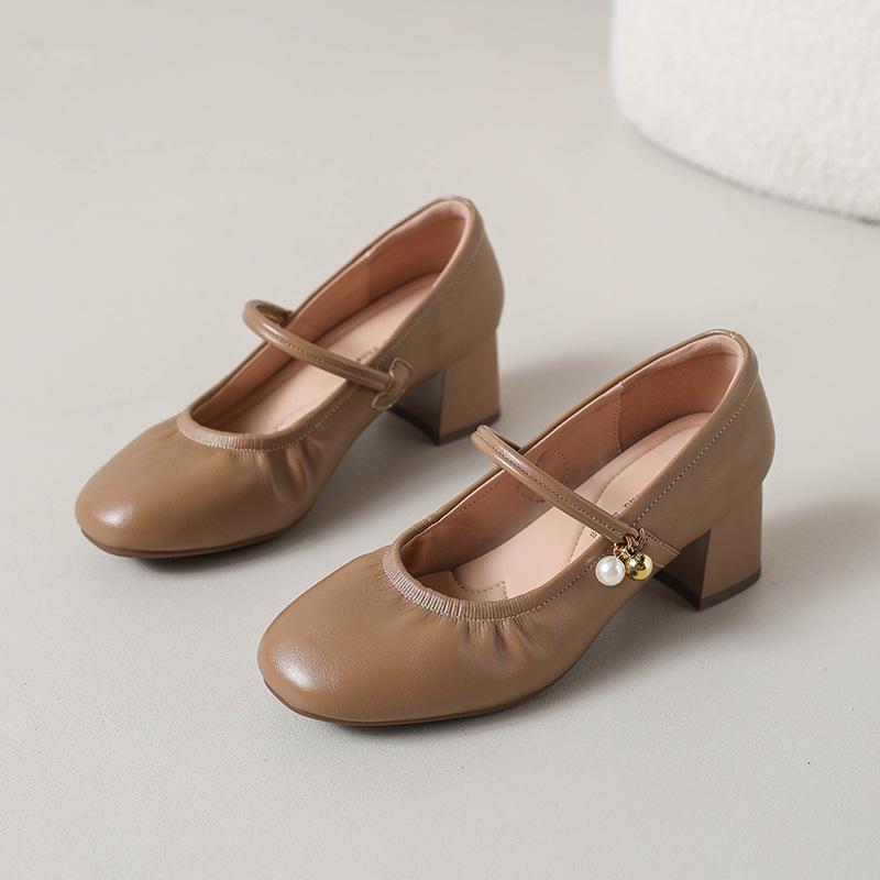 

French Mary Jane women s shoes 2025 new autumn temperament not tired feet with skirts thick heels single shoes beautiful high heels 40