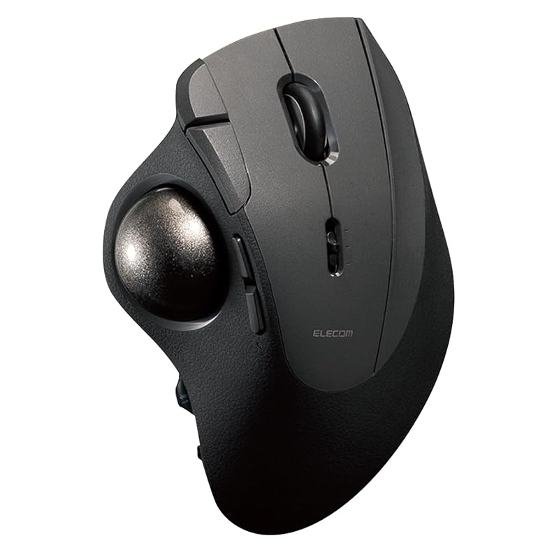 ELECOM IST PRO Trackball Mouse, Multi-Connection, Bluetooth, Wireless 2.4GHz, Wired, Bearing Support, 10 Buttons, Black, M-IPT10MRSBK