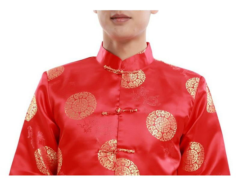 Chinese Style Tang Suit for Couples - Men's & Women's Spring/Autumn Long Sleeve Celebration Coat for Middle-Aged & Elderly