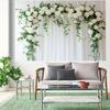 1pc, 2D flat, romantic wedding backdrop with elegant white curtains, perfect for celebrations. (Please send decorations, wsj)