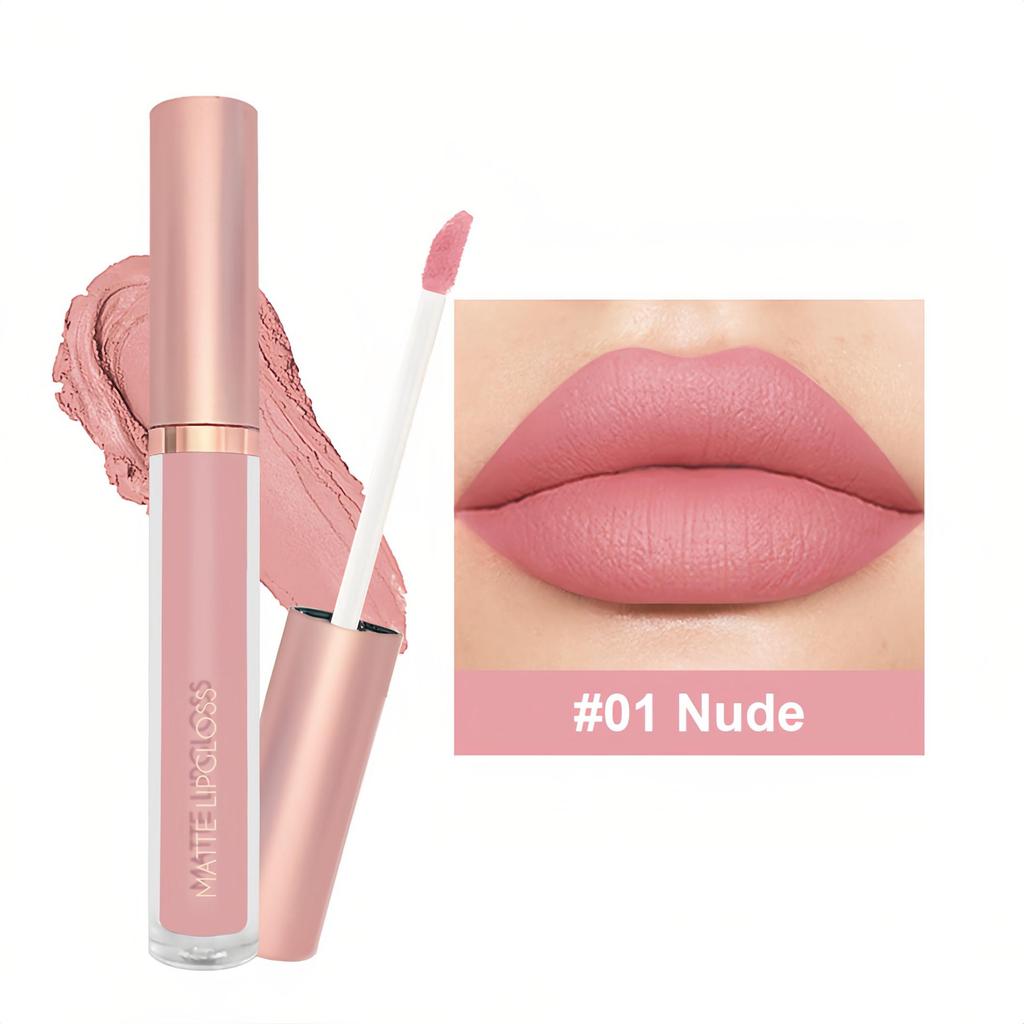 Sexy and Long-lasting Matte Liquid Lipstick Long Lasting Non Transfer Nude & Dark Shades 12 Colors Waterproof Lip Gloss Women's Beauty