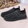 Fashion 2025 Brand Ladies Shoes Slip-on Women's Vulcanize Shoes Fashion Crystal Casual Plus Size Grid Best Seller Breathable Sneakers