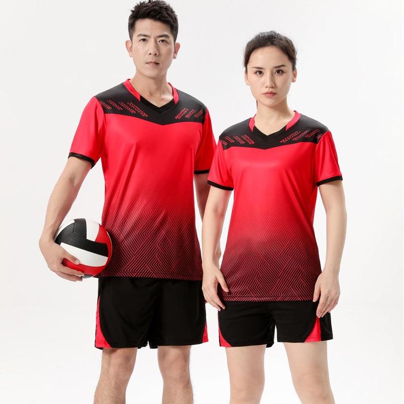 Unisex Volleyball Team Uniform Set - Short Sleeve Jersey and Shorts for Training