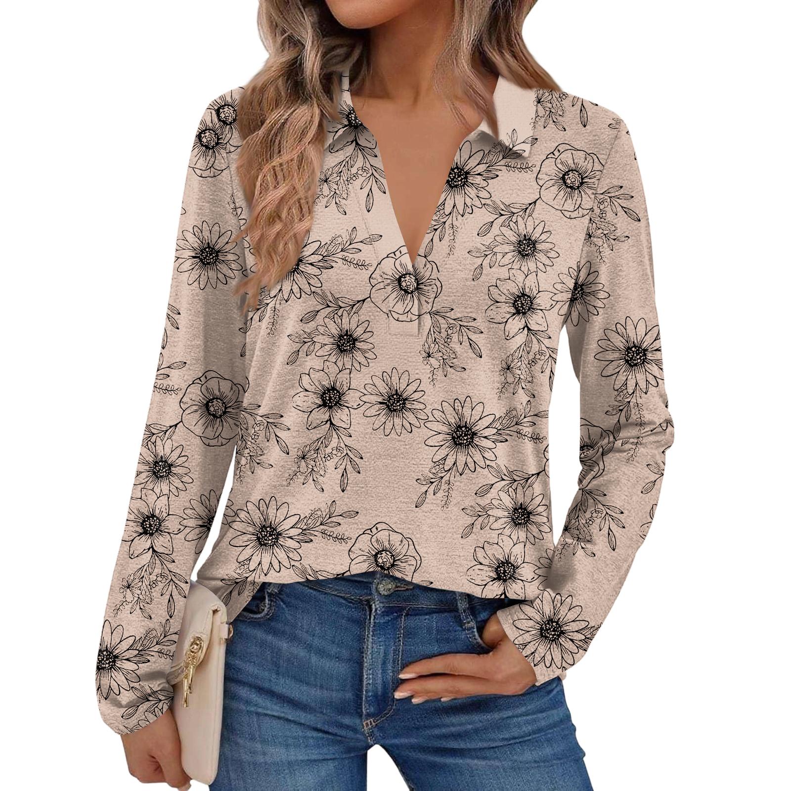 

Женская модная рубашка с длинным рукавом, в стиле ретро, с цветочным принтом, со стойкой M бежевый