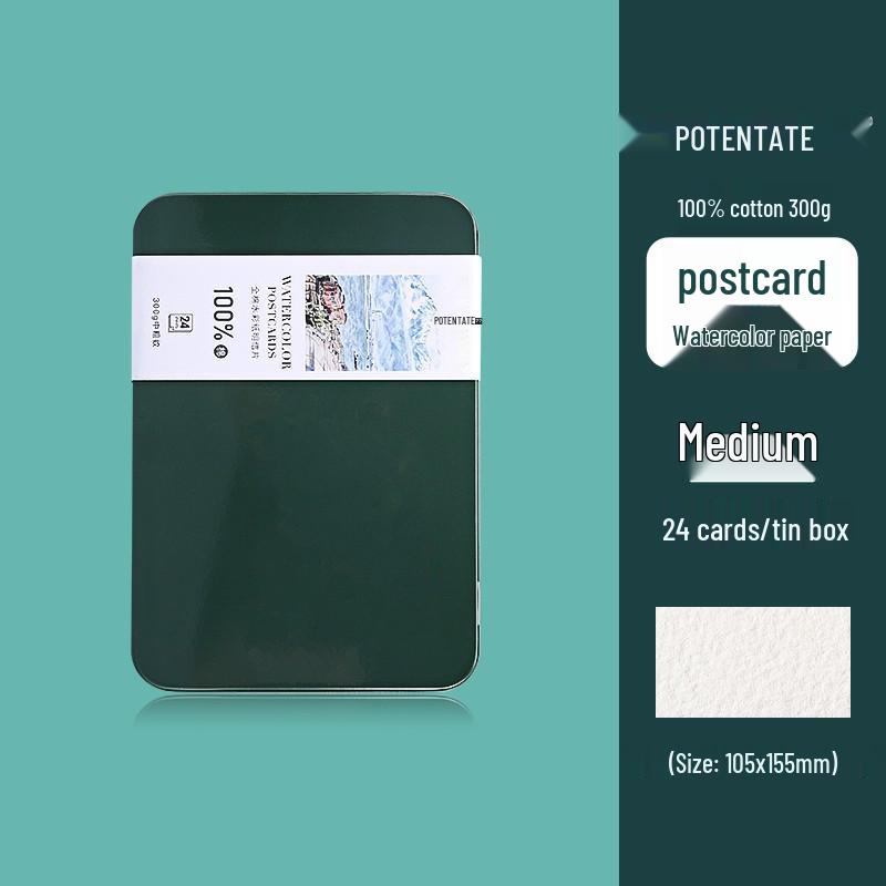 300g Watercolor Postcard Paper - Thick, Medium Rough Texture, Wood Pulp, Square, Blank Cardstock for Painting and Drawing