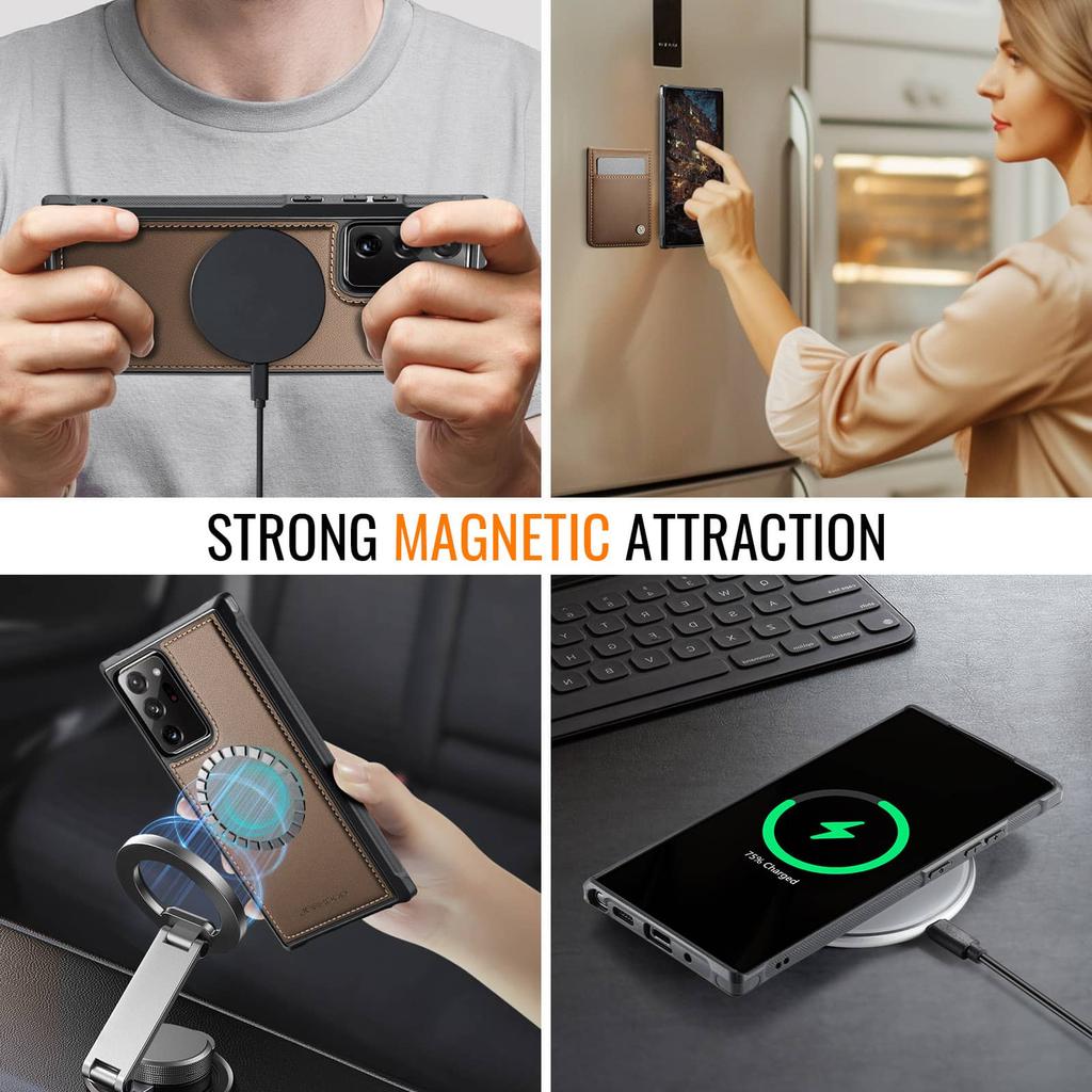 Custodia Portafoglio Magnetica 2 in 1 Staccabile per Samsung Galaxy Note 20 Ultra 10 Plus con Porta Carte Uomo Donna, Supporto Flip