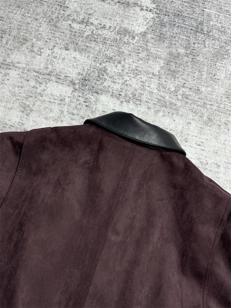 2024 Women's Retro Suede Velvet Lapel Jacket - Wine Red