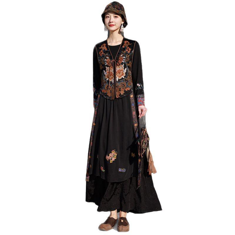 2025 Ethnic Style Sleeveless Tencel Jacquard Vest, Spring/Summer Retro Cardigan