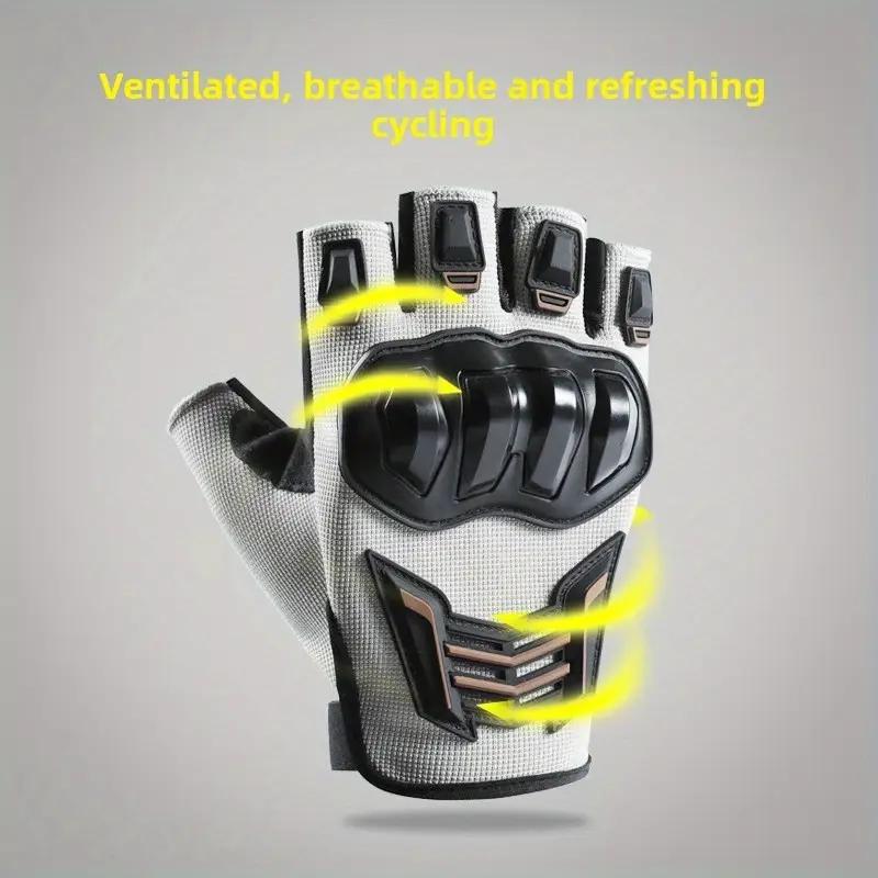 Motorrad Halb-Finger-Handschuhe Atmungsaktiv Anti-Rutsch Verschleißfest Fahrradhandschuhe Unisex Langlebig Handschutz Fingerlose Handschuhe