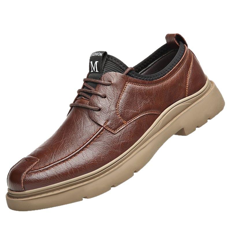 Scarpe in pelle per primavera e autunno, business casual, traspiranti, per esterni, suola spessa, superficie morbida