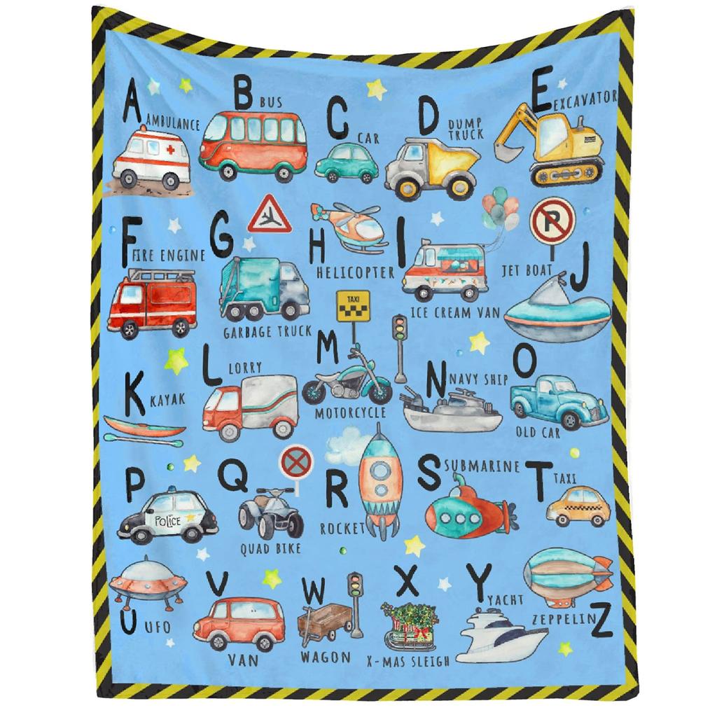 Cartoon Truck Printed Flannel Blanket Portable Office Nap Blanket Sheet Bedspread