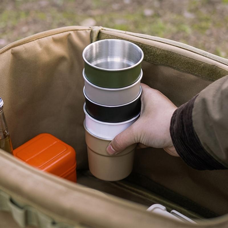 300ml Portable Camping Drink Cup Stackable Coffee Cup Tourist Tableware Outdoor Stainless Steel Tea Cup Picnics Utensils