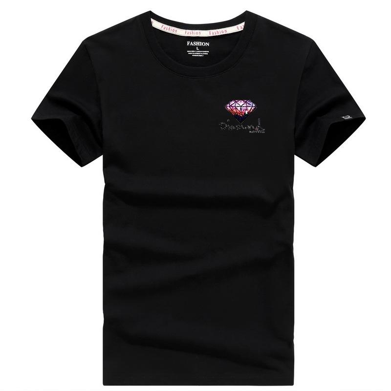 Men's Large White Round Neck Loose-Fit Short-Sleeve T-Shirt
