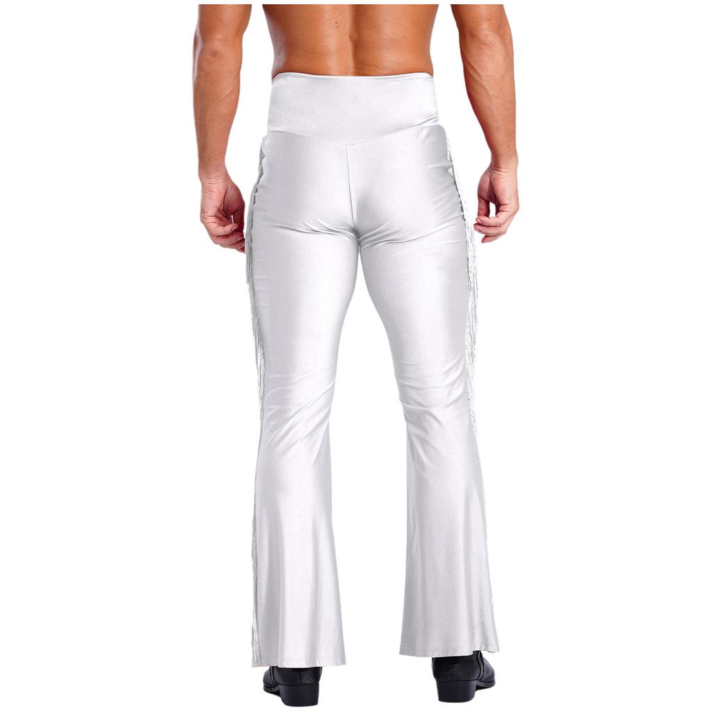 Herre Dusker Slengbukser Vintage Høy Midje Klokkebukser Danse Sceneopptreden