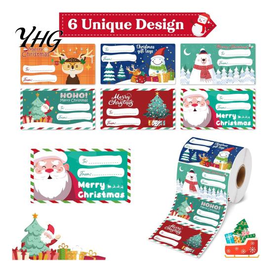 Bulk Gift Packaging Christmas Sticker Labels for Holiday Wrapping, Self-Adhesive Tags with Blank Party Favor Decorations Writing Area Present
