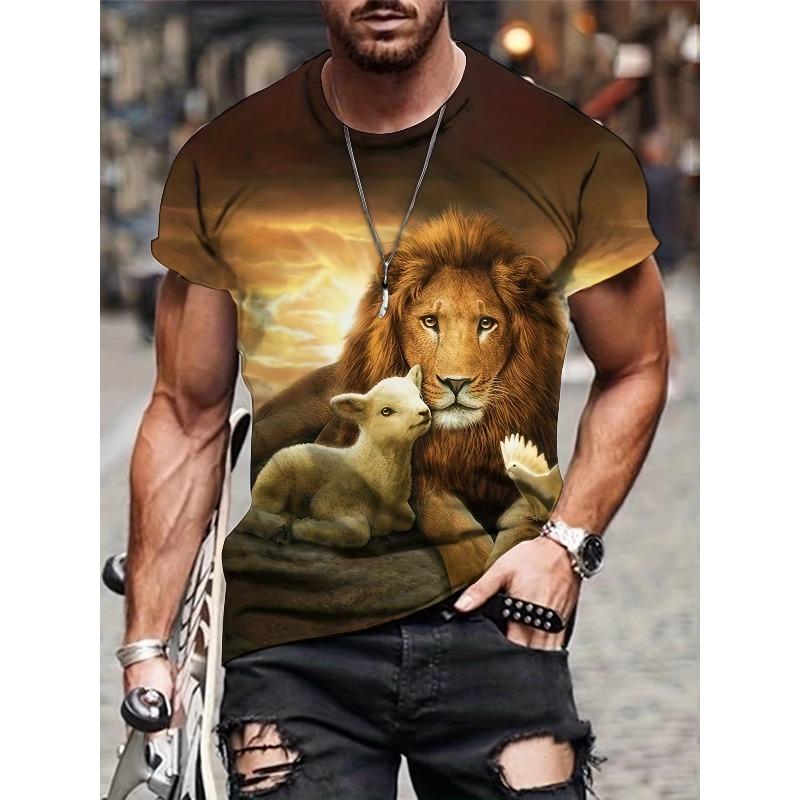 Sommer Herren Tier 3D-Druck Rundhals-T-Shirt