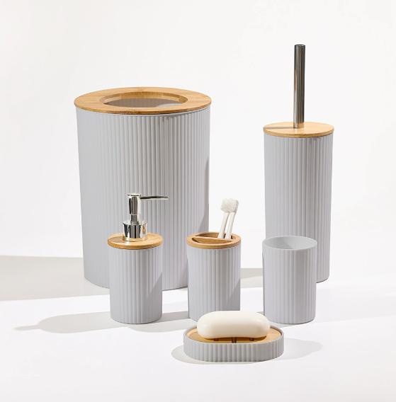 6 Piece Bathroom Set with Trash Can Toothbrush Holder Lotion Soap Dispenser Soap Dish Toilet Brush Bathroom Accessories Set