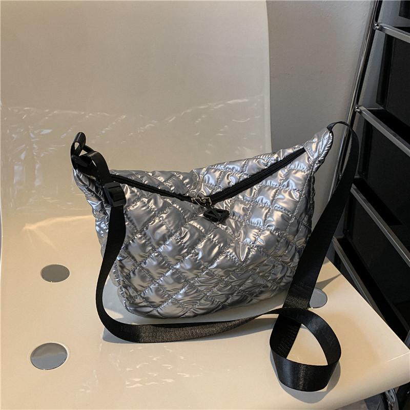 Space Cotton Shoulder Bag Fashion Hobo Crossbody Bags Lattice Pattern All-match Large Capacity Handbags