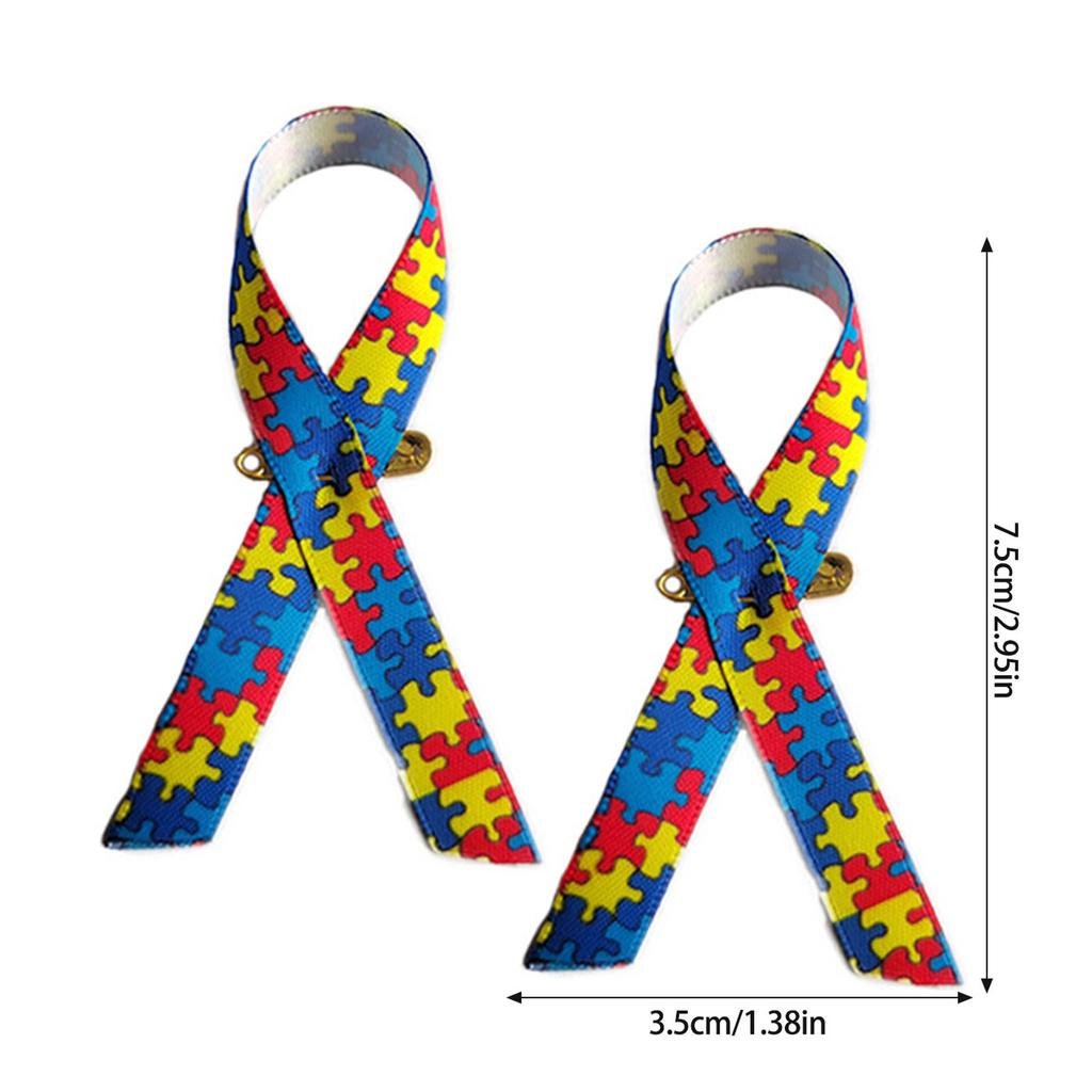 100 Pieces Autisms Awareness Ribbon Pins Satins Polyester Brooches Accessory for Charity Support and Social Cause