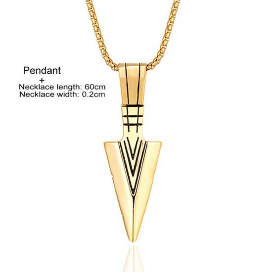 Cross-Border Men's Indian Arrow Titanium Steel Hip Hop Punk Necklace
