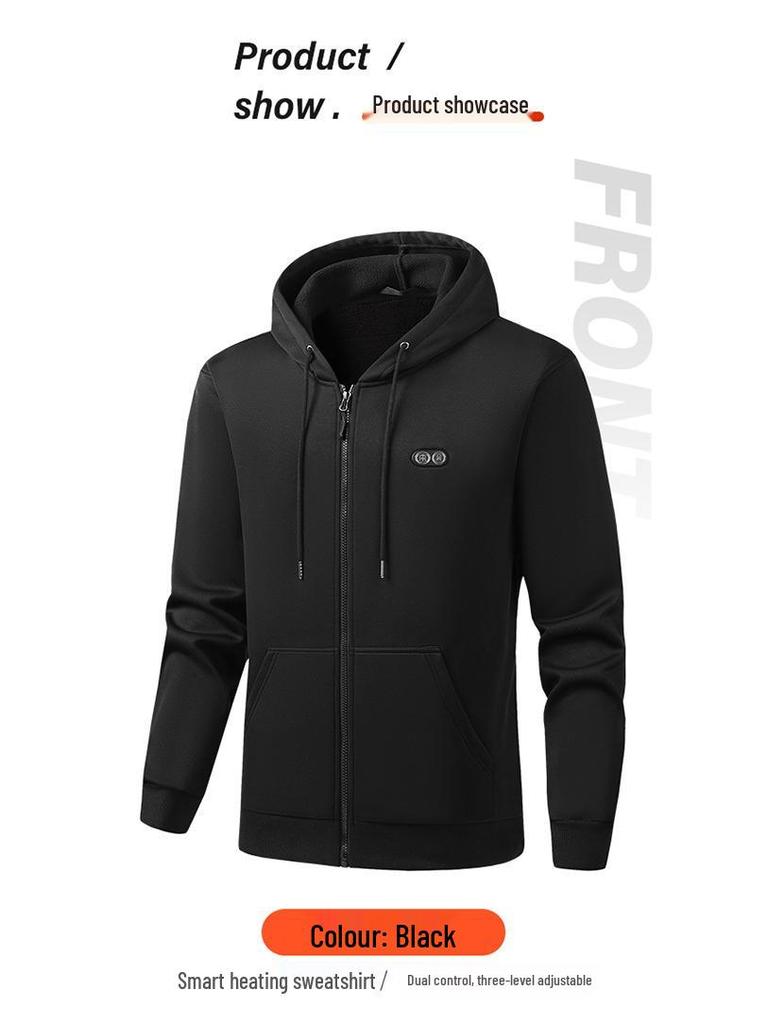 קפוצון גברים מחמם עם רוכסן - חולצת ספורט מחוממת קז'ואלית, סגנון חדש, קרדיגן בצבע אחיד