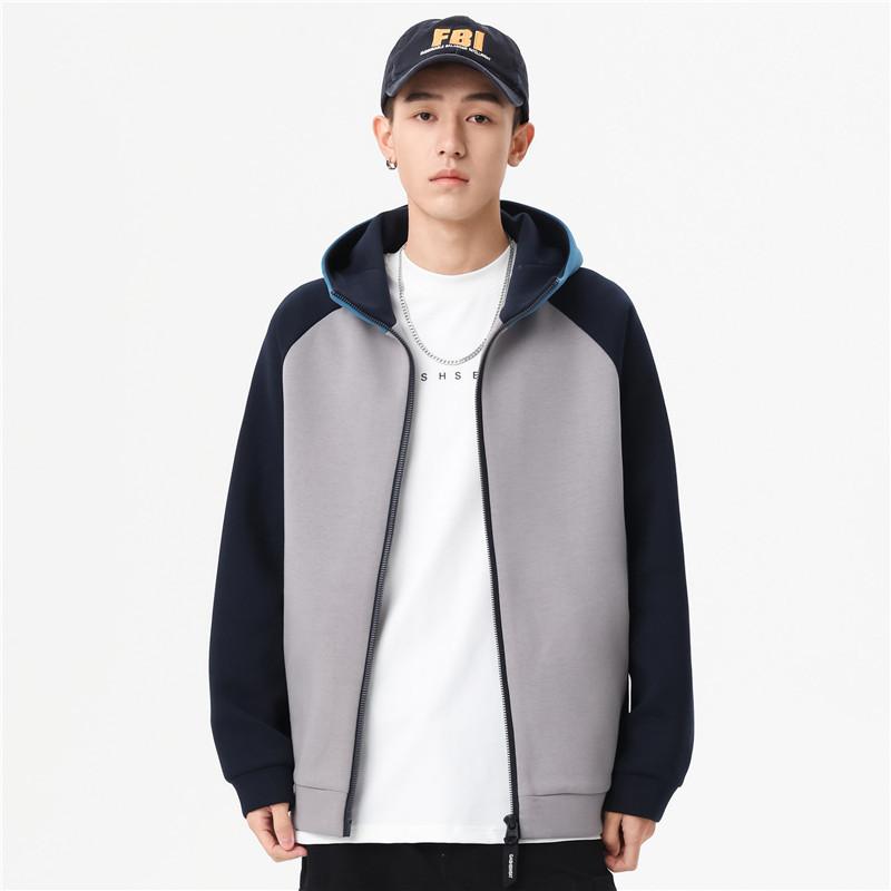 

Осенняя куртка в тон цвета Куртка мужская свободная модная повседневная верхняя мужская модная американская кардиган с капюшоном свитер модная 3XL светло-серый