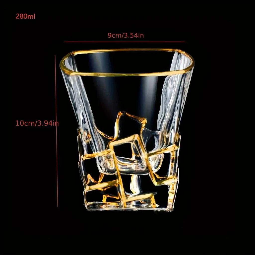 Luksusowy Kieliszek do Whisky ze Złotą Linią Luksusowe Kryształowe Szklanki Malowane Błyszczące Wielofunkcyjny Kieliszek do Wina Piwa Koktajlu Tumbler