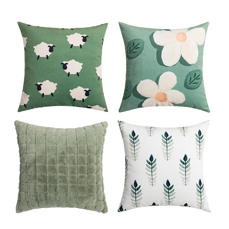 45X45Cmnew Modern Simple Green Cushion Digital Printing Throw Pillow Cover Home Sofa Pillow Cover Without Pillow Core