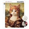 Framed Pearl Painting Kit Mona Lisa Cat Portrait 3D Shiny Bead Art Canvas for Bedroom Living Room Decoration Wall Hanging Decor Gift Idea