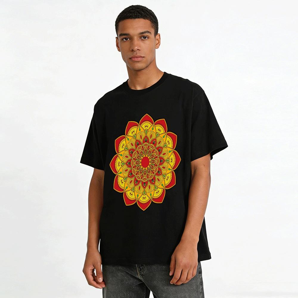 Vintage Mandala Print Ethnic Style Casual Top Pure cotton T-shirt