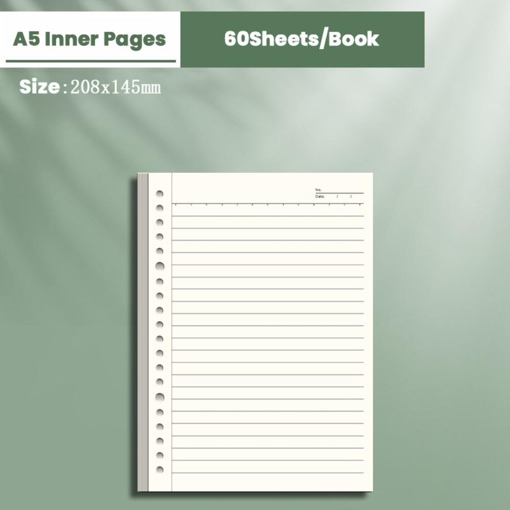 60Sheets Paper Notebook Horizontal Line/Grid Binder Inner Page Notebook Refill Paper  Students