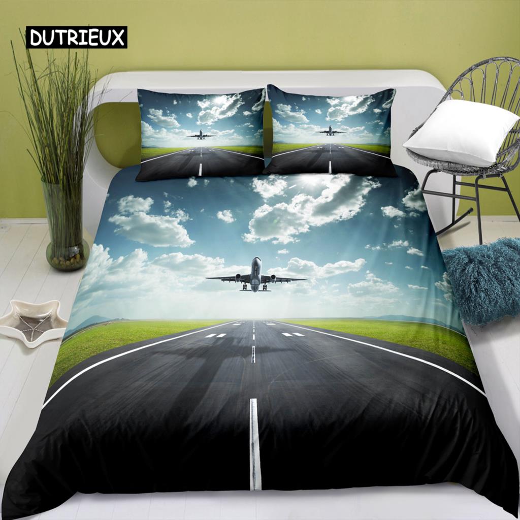 3D Airplane Printed Bedding Set Kids Adult 2/3pcs Duvet Cover with Pillowcase Comforter Bedding Quilt Cover Luxury Bedding Set