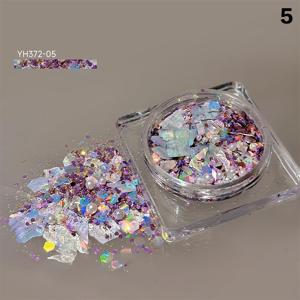 1Box Nail Glitter Powder Silver Glitter Iridescent Flakes Sequins Super Shining Paillette Pigment Dust For Nails Decoration