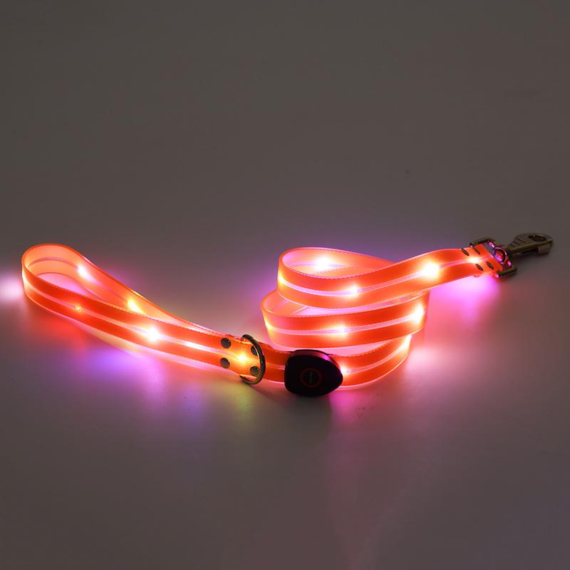 LED Leuchthalsband USB-Aufladung Haustierhalsband mit Licht PVC Geflochtenes Gurtband Hundeleine Leuchtendes Hundehalsband