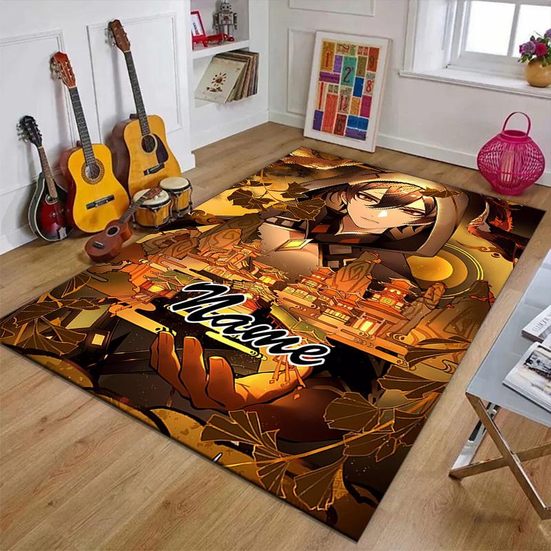 Custom Genshin Impact Mat Personalized Name, Polyester Washable Indoor Entryway Rug, Gift for Christmas, Easter, Thanksgiving Day