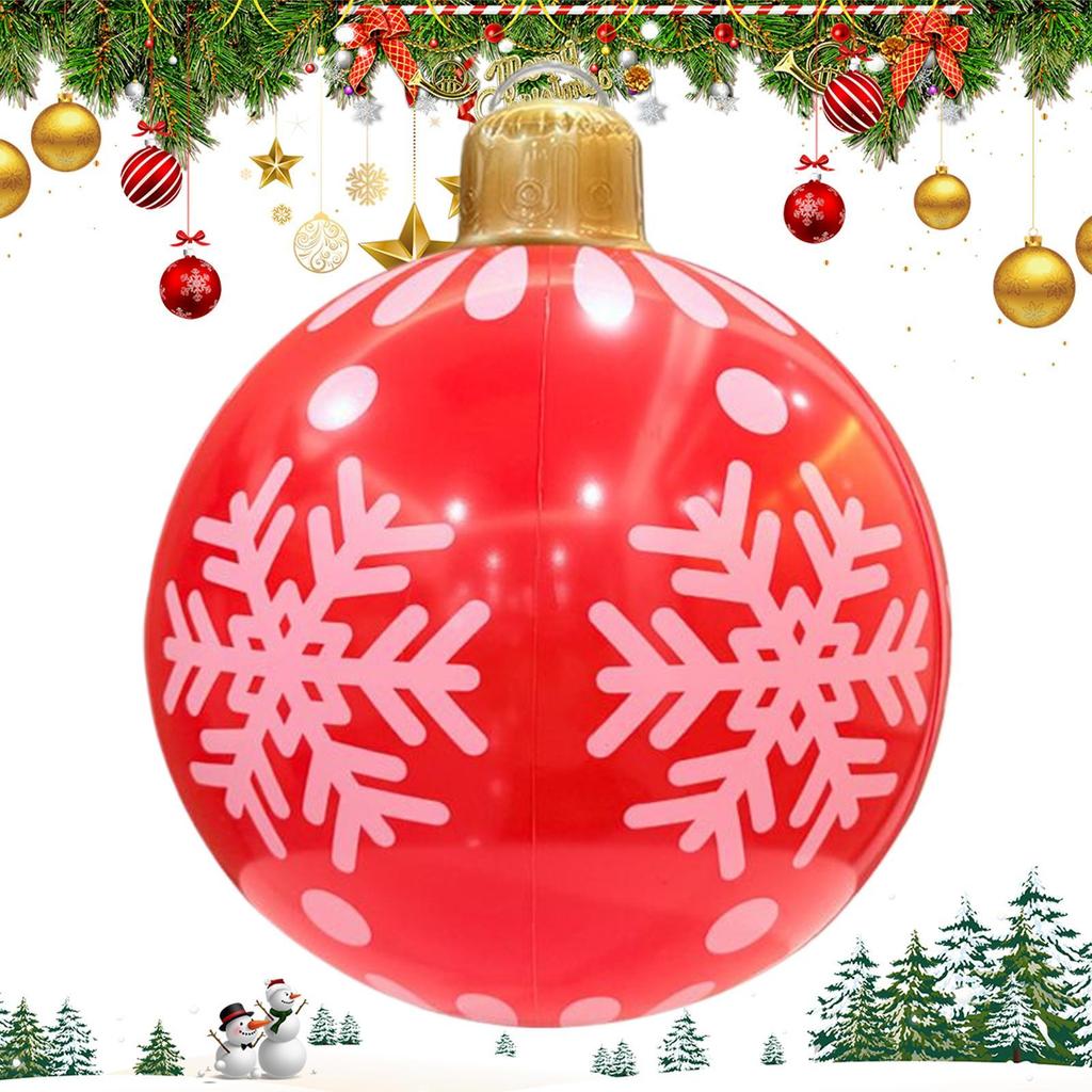 Large 24inch Inflatable Christmas Ornaments PVC Inflatable Christmas Balls Waterproof Ornament For Holiday Party Home Garden