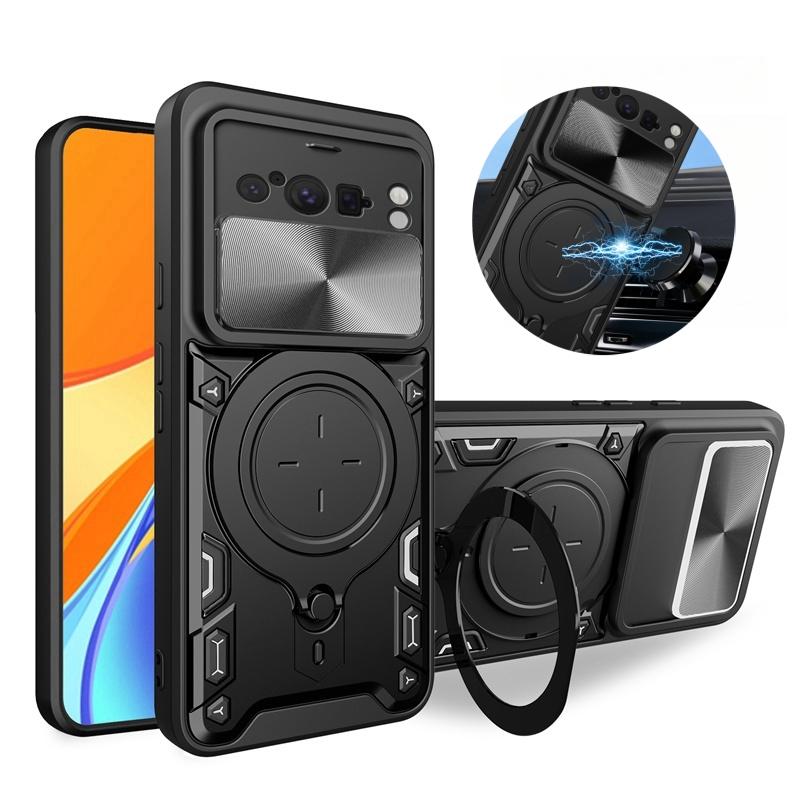 

Armor Магнітний Металевий Кільце-Підставка Чохол для Google Pixel8 Pro Чохол Зсувна Захисна Задня Кришка Об єктива Камери для Pixel 8 Pro 8Pro Захисний Чохол For Pixel 8 Pro