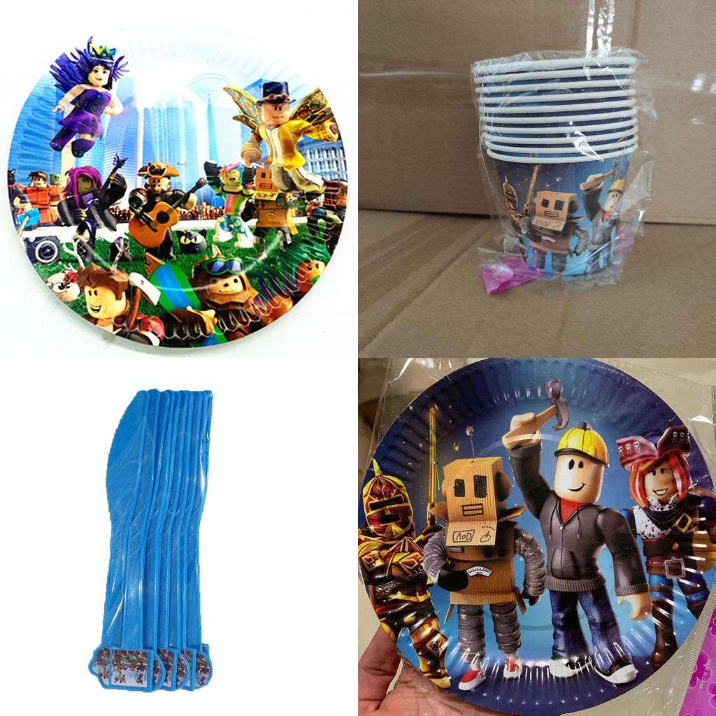 Vibrant Roblox Theme Party Supplies For Kids Birthday Celebrations With Banners And Cake Toppers