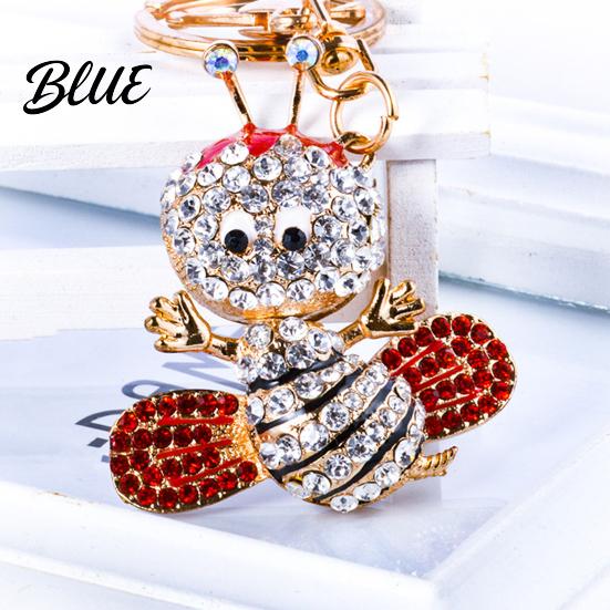 Wear-resistant Keychain Sparkling Rhinestone Bee Cute Animal Key Ring Bag