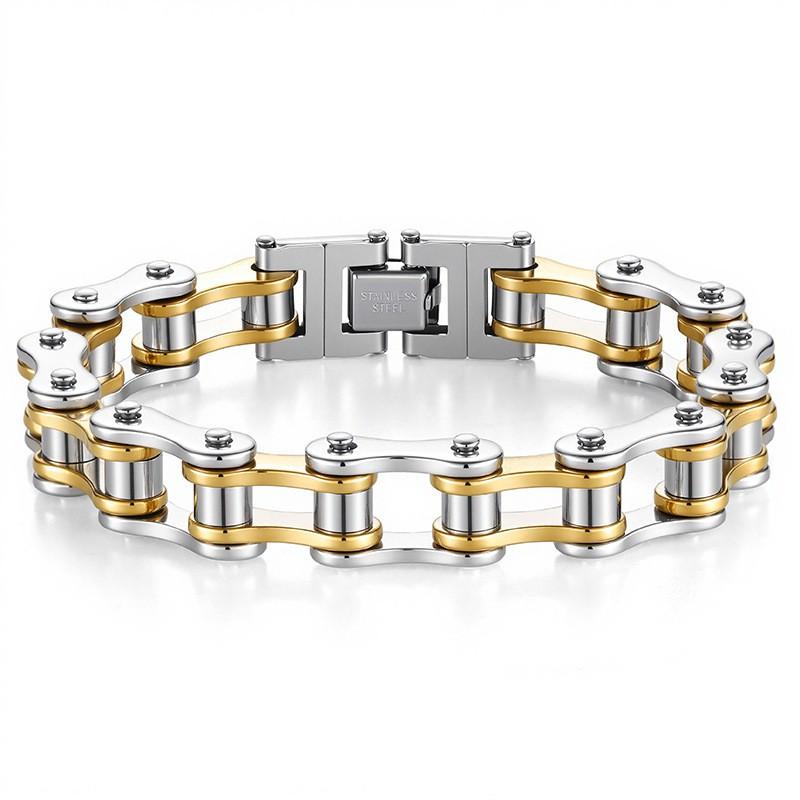 Stainless Steel Chain Bracelet Men Women Cycling Biker Punk Style Adjustable Safety Wristband