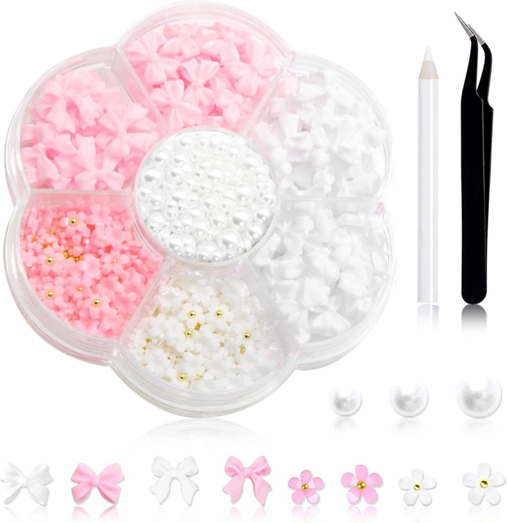 Christmas Velvet Red White Resin Bow New Year'S Nail Art Jewelry Mixed Set Accessories
