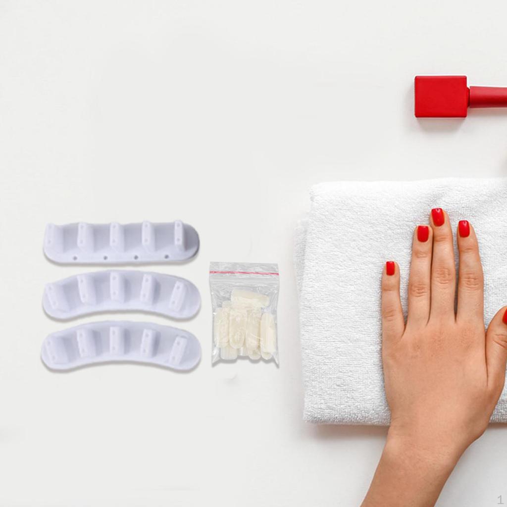 3 Pieces Acrylic Nail Art Display Stand Practice Holder, DIY Training Tools with 10 False