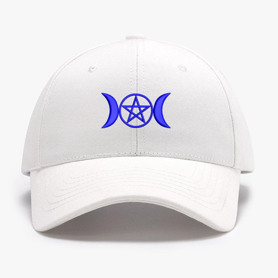 Triple Moon Pentacle Embroidery Structured Baseball Caps for Unisex Women Cotton Sports Hats Trucker Summer Autumn Peaked Cap
