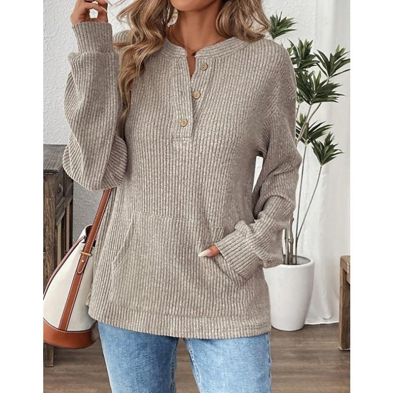 IHUASU Women's Fashion Casual Solid Color Print Long Sleeve Blouses & Shirts