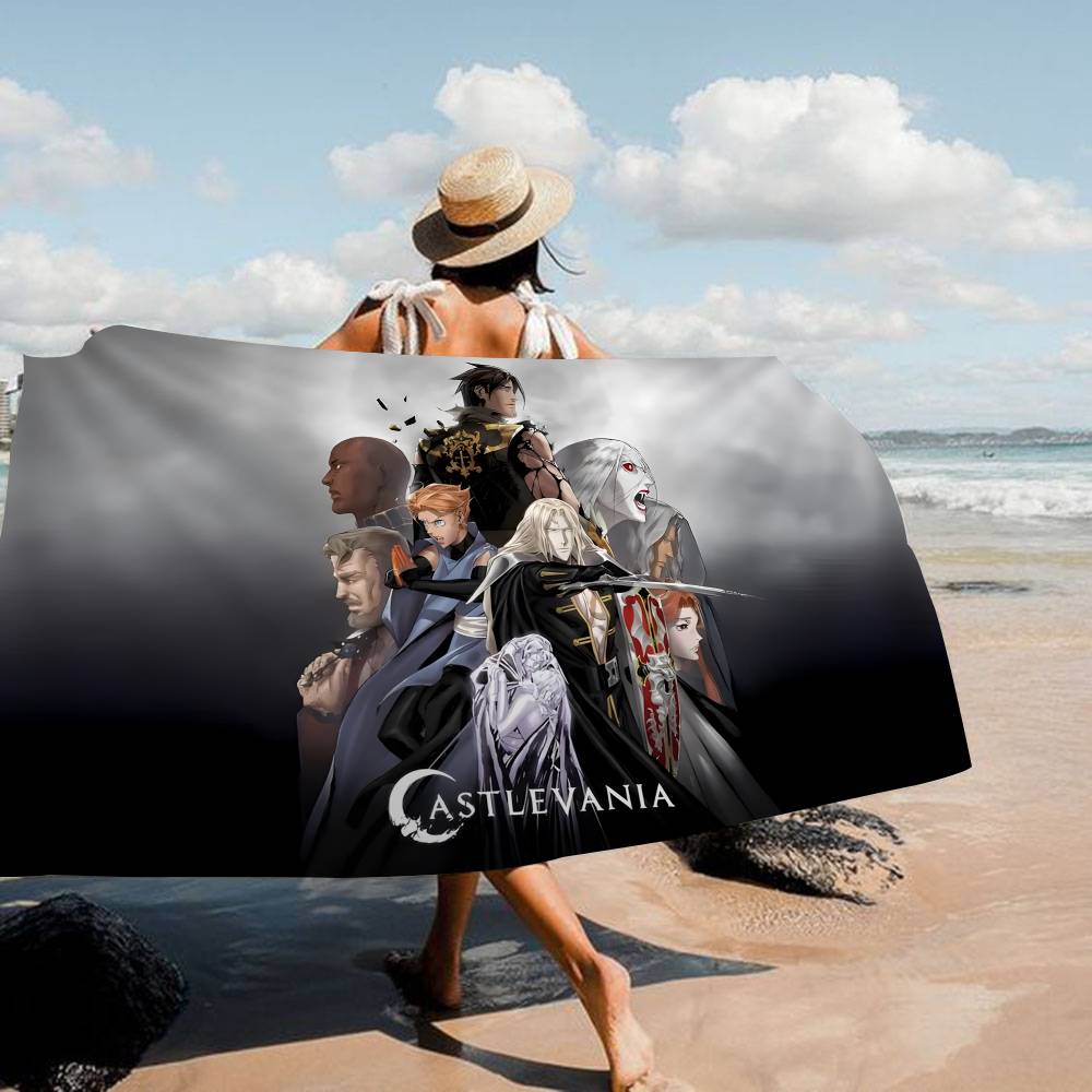 Castlevania Anime Game Beach Towel Colorful Bath Towels For Girl Microfiber Quick Dry Custom Sand Free Beach Yoga Spa Gym Pool